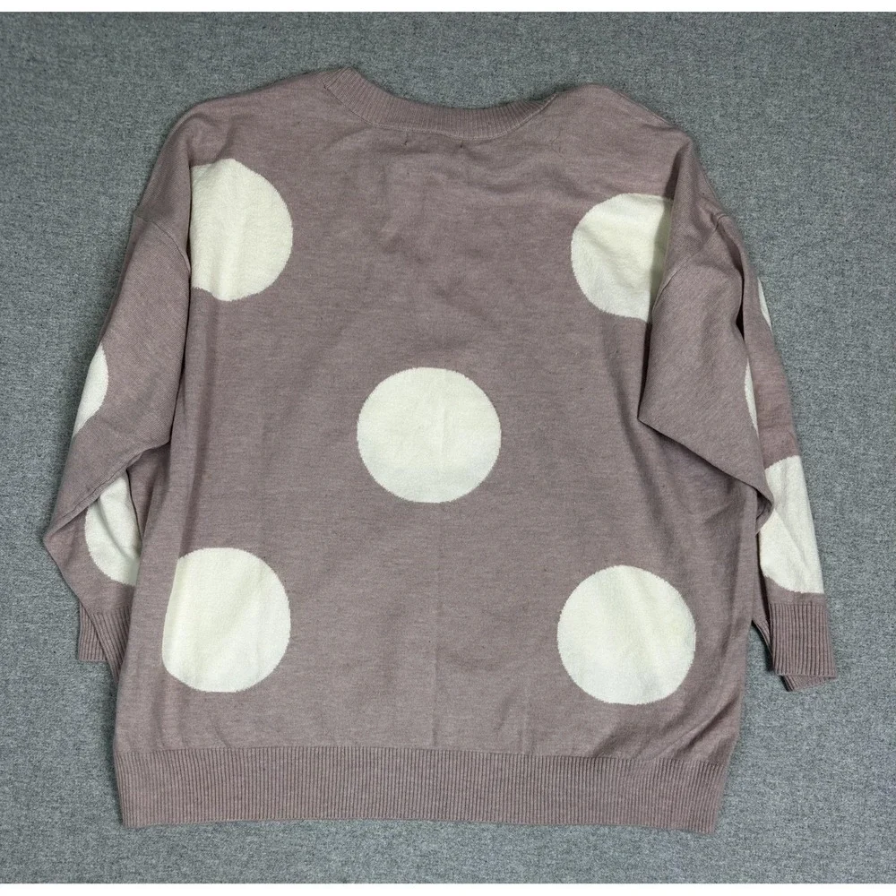 Tahari Woman Sweater Womens 1X Light‎ Blush Ivory Dot Pullover Crewneck New Tag